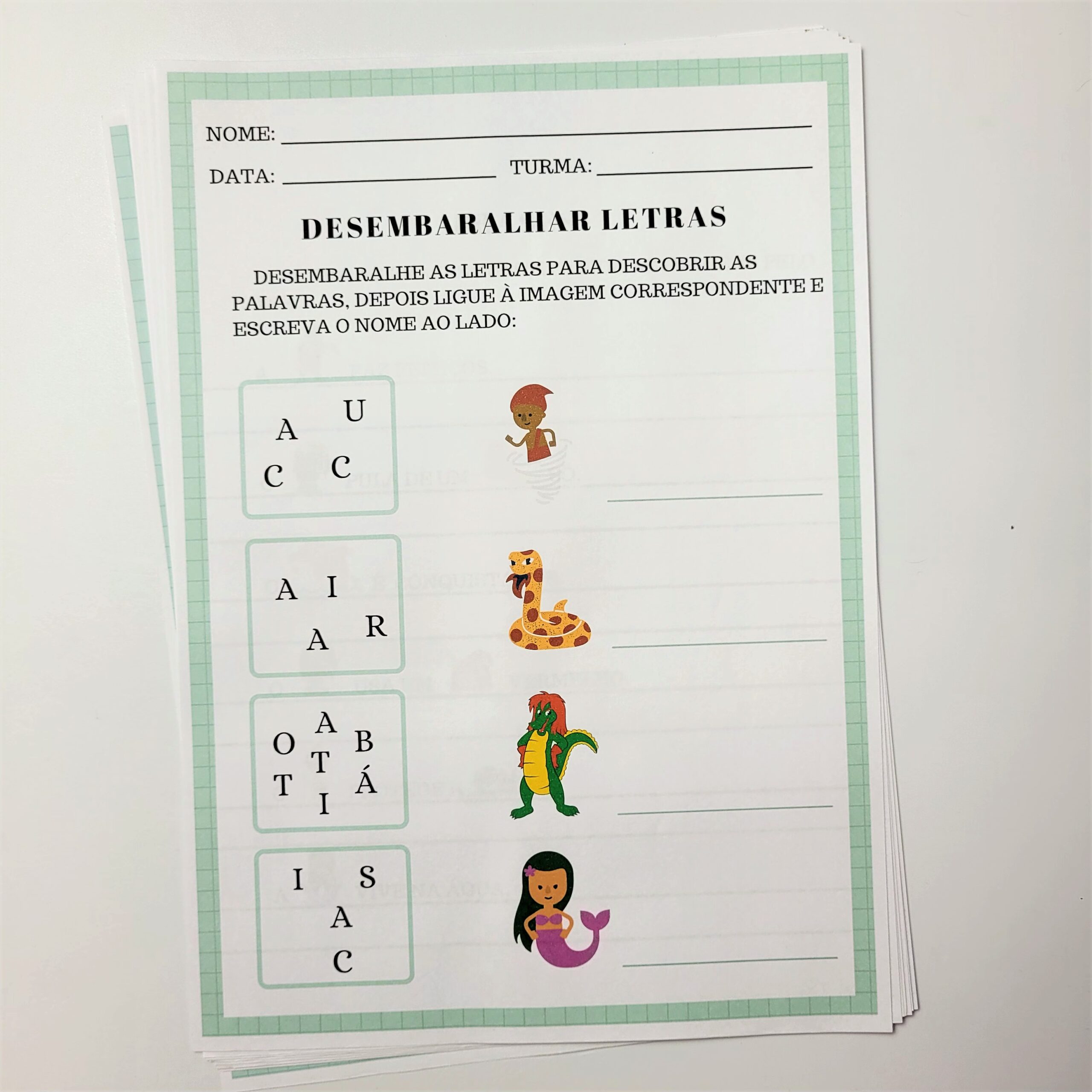 Quebra cuca worksheet